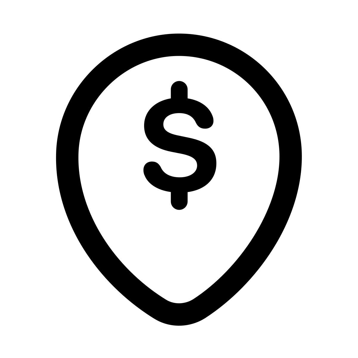 puffy outline style dollar place marker icon