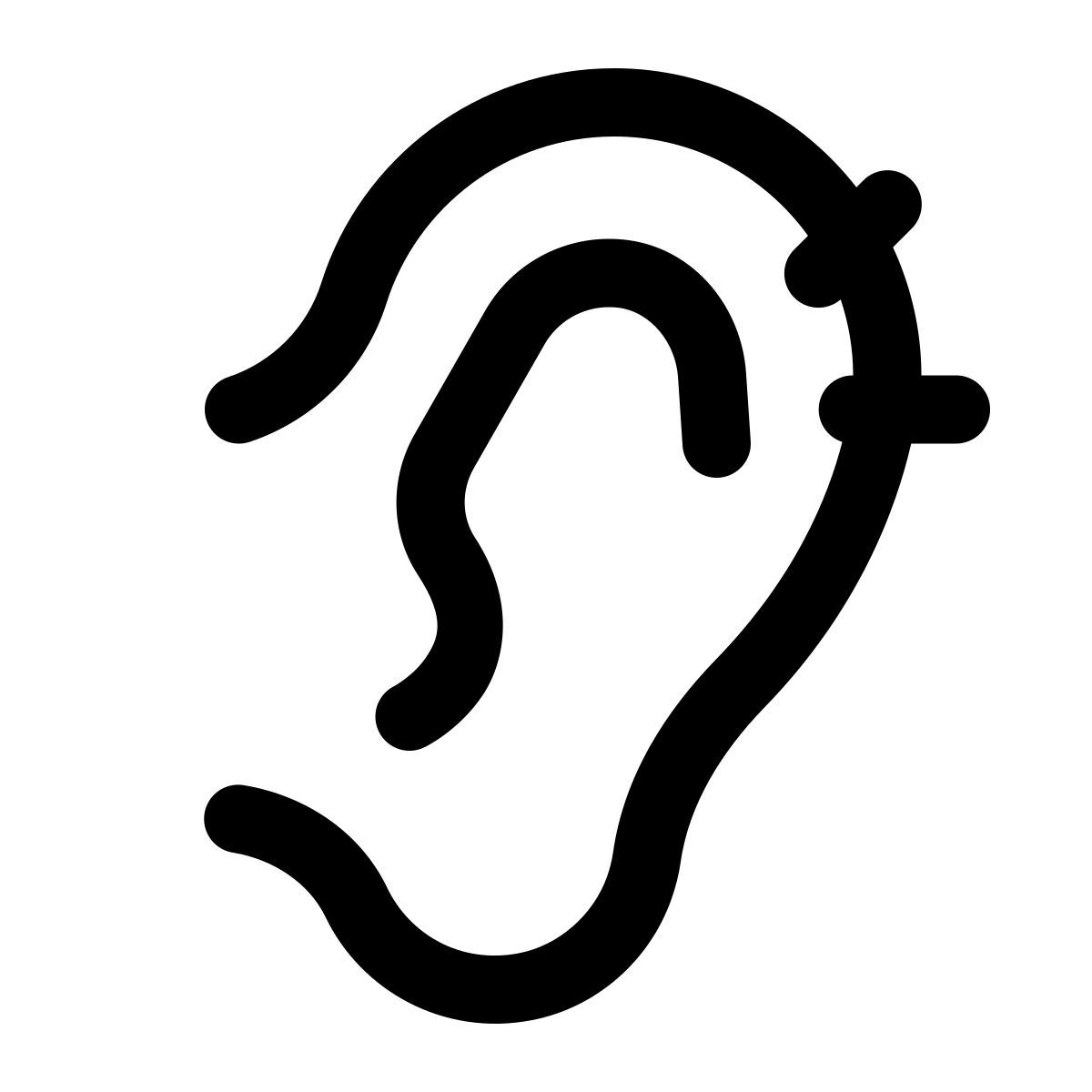 puffy outline style piercing all'orecchio icon