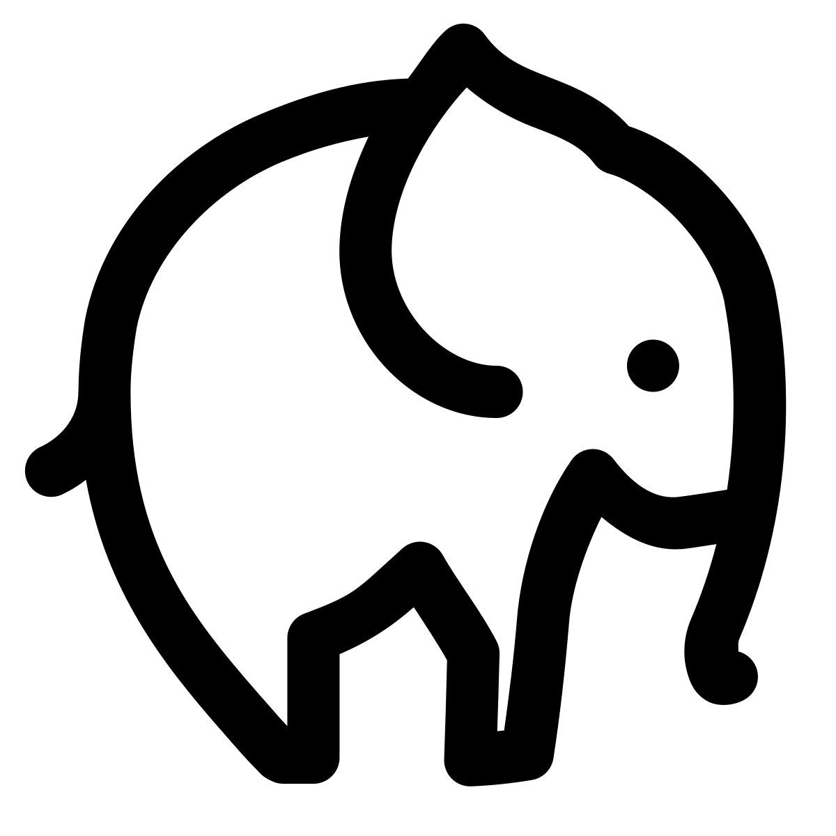 puffy outline style elephant icon