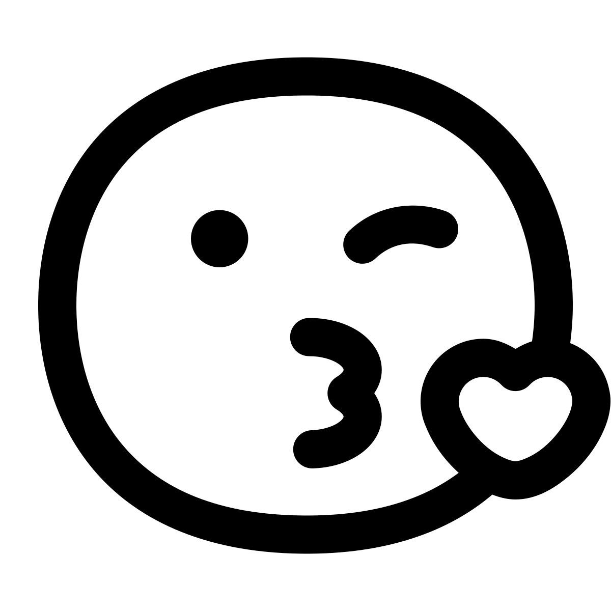 puffy outline style face blowing a kiss icon