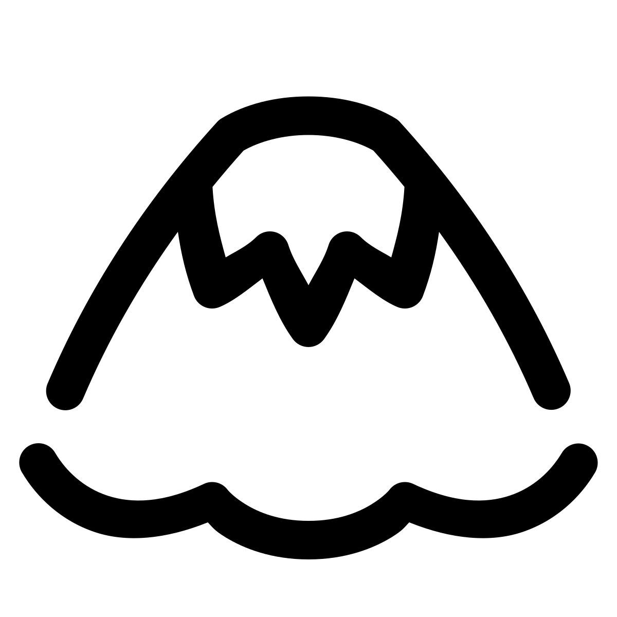 puffy outline style monte fuji icon