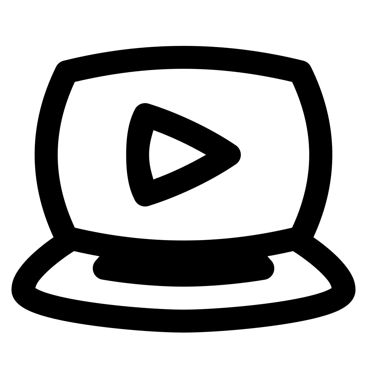 puffy outline style laptop play video icon