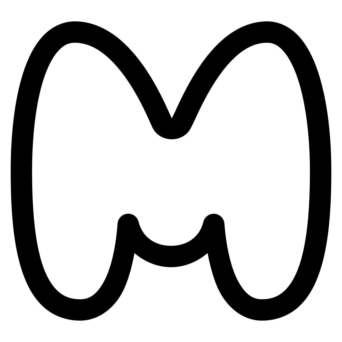 puffy outline style m icon