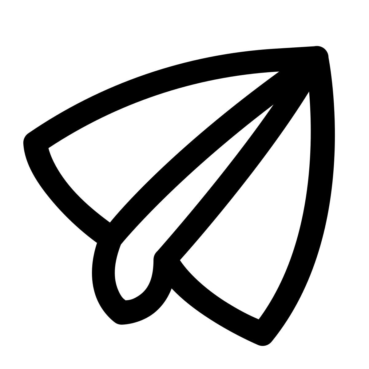 puffy outline style paper plane icon