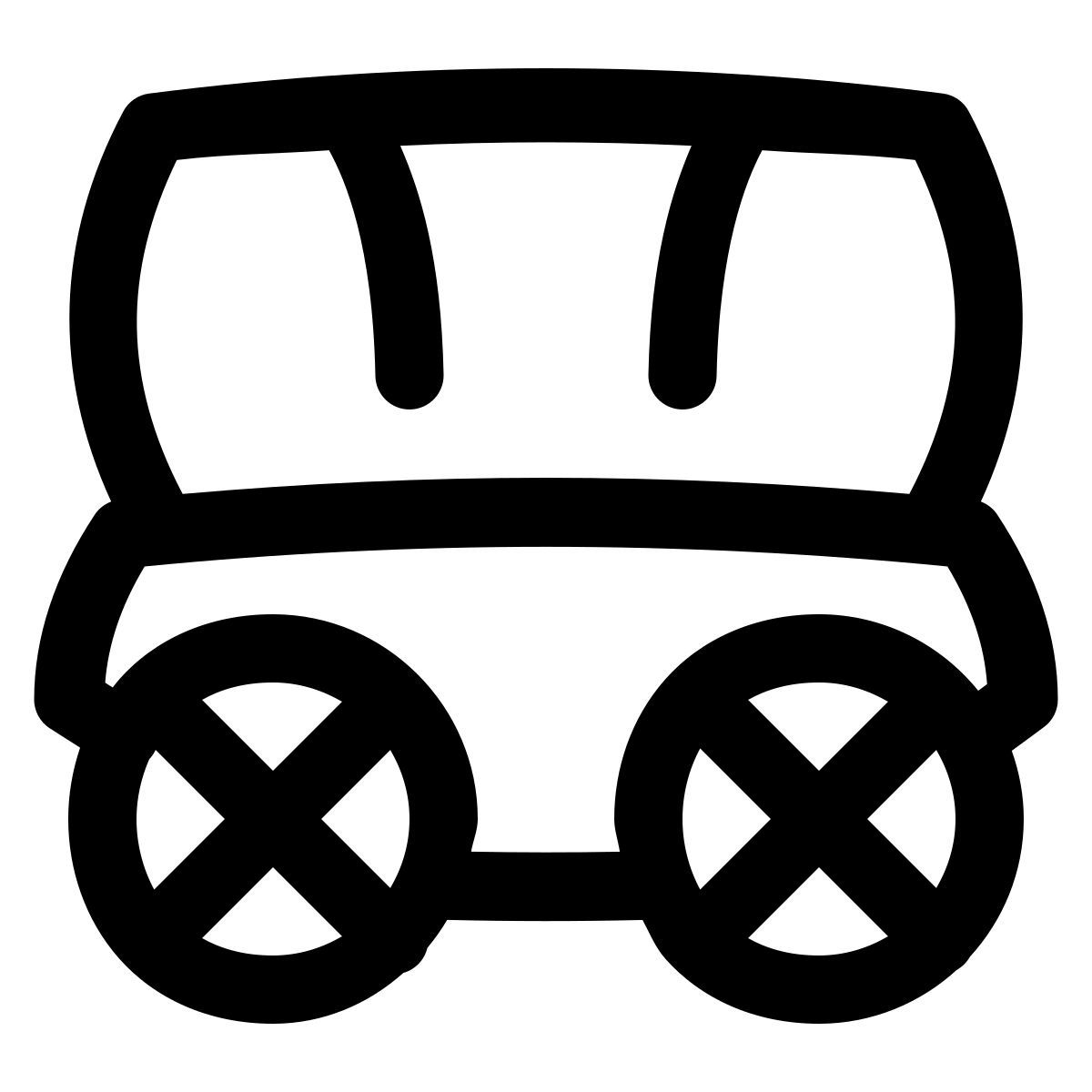puffy outline style carro de pionieri icon