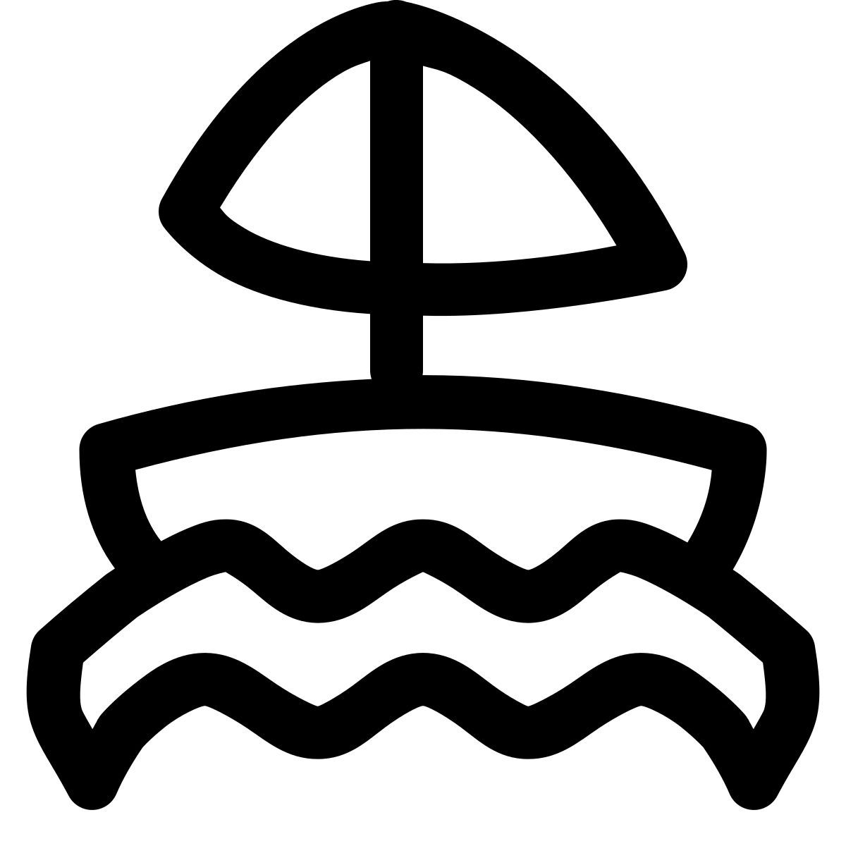 puffy outline style barca a vela icon