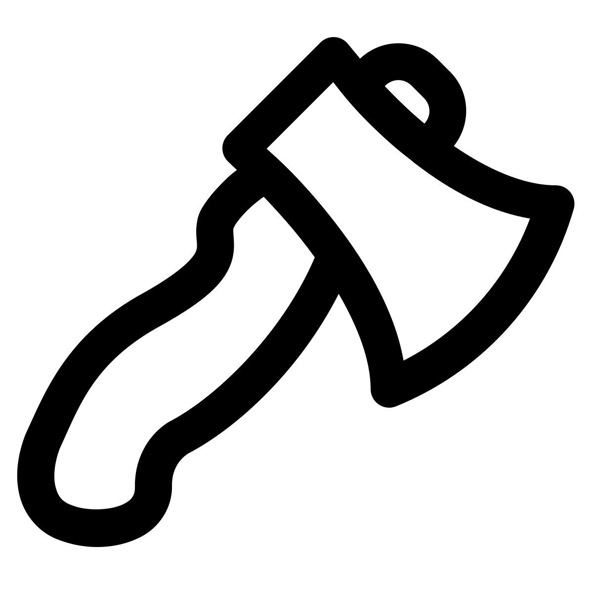 puffy outline style small axe icon