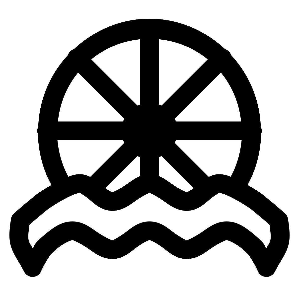 puffy outline style wasserrad icon