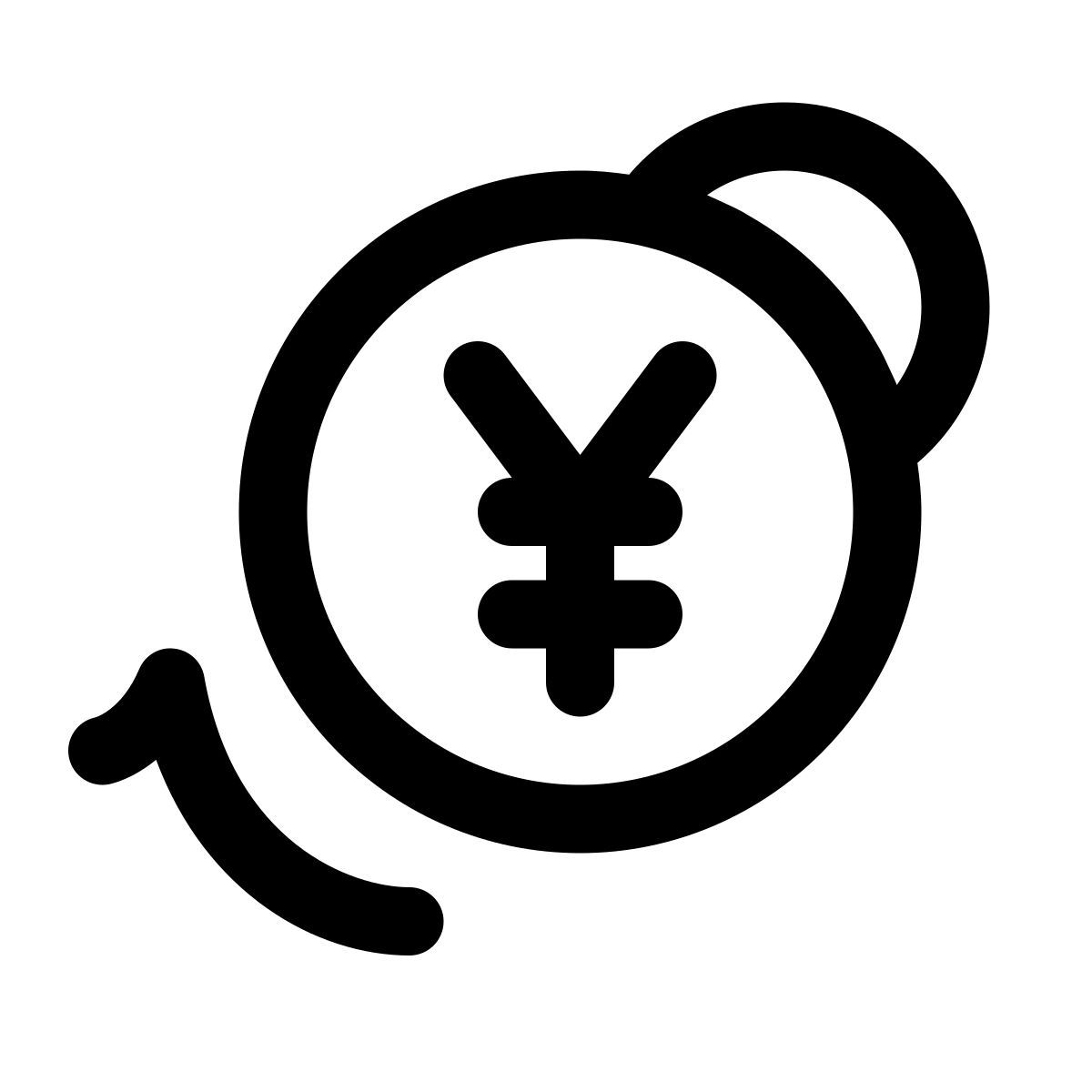 puffy outline style 위안 거래 icon