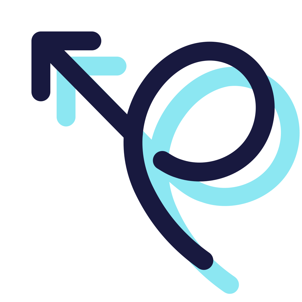 pulsar color style curly arrow icon