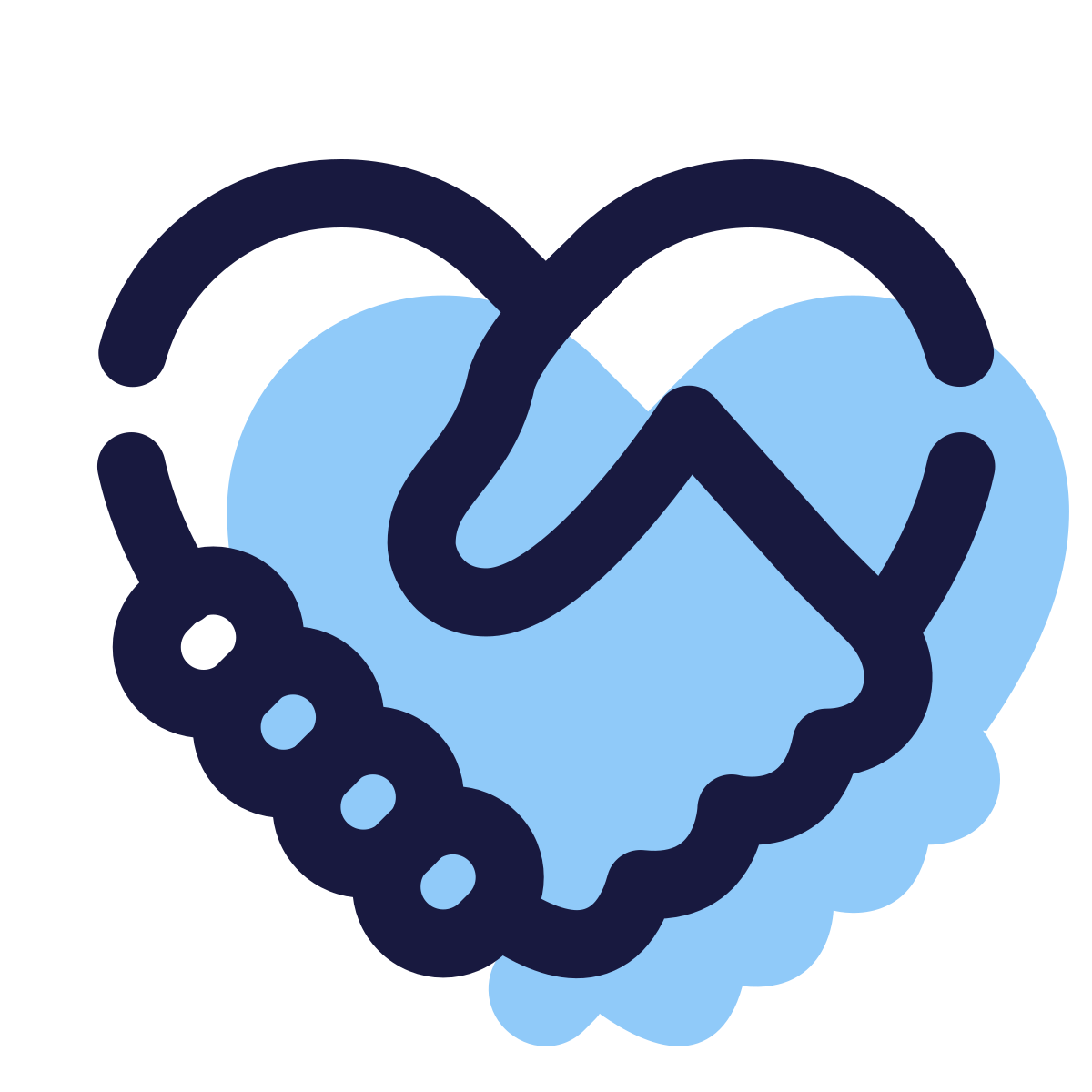 pulsar color style handshake heart icon