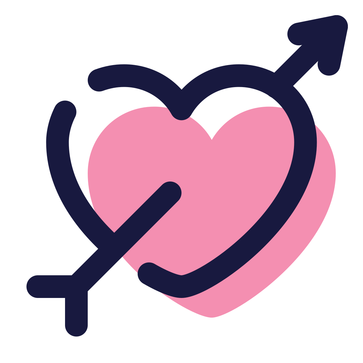 pulsar color style heart with arrow icon