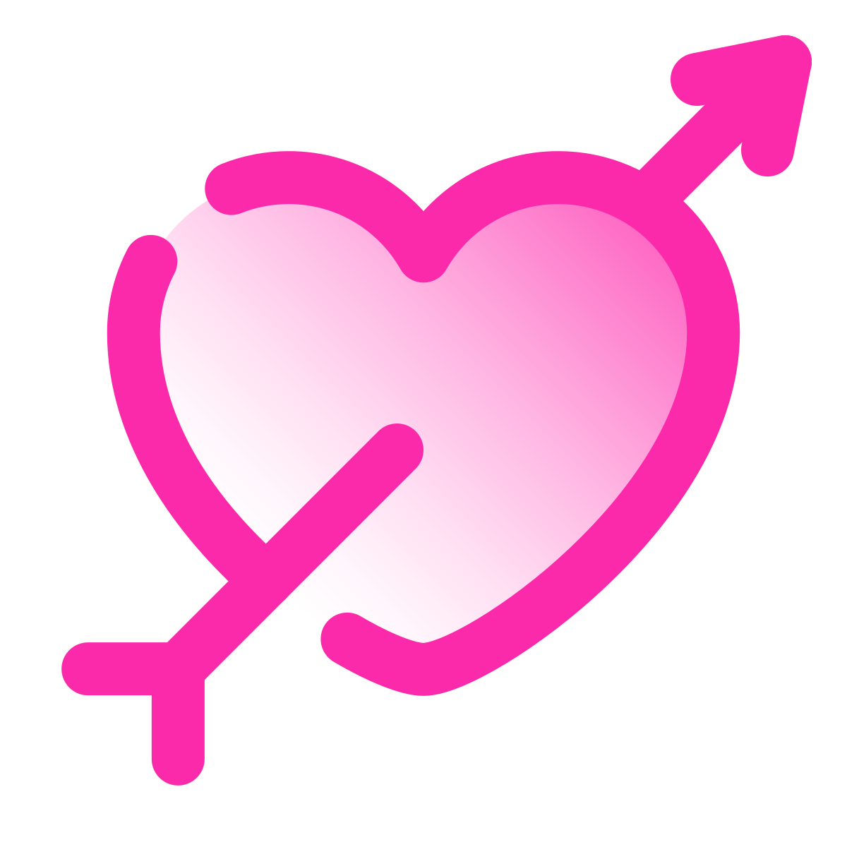 pulsar gradient style heart with arrow icon