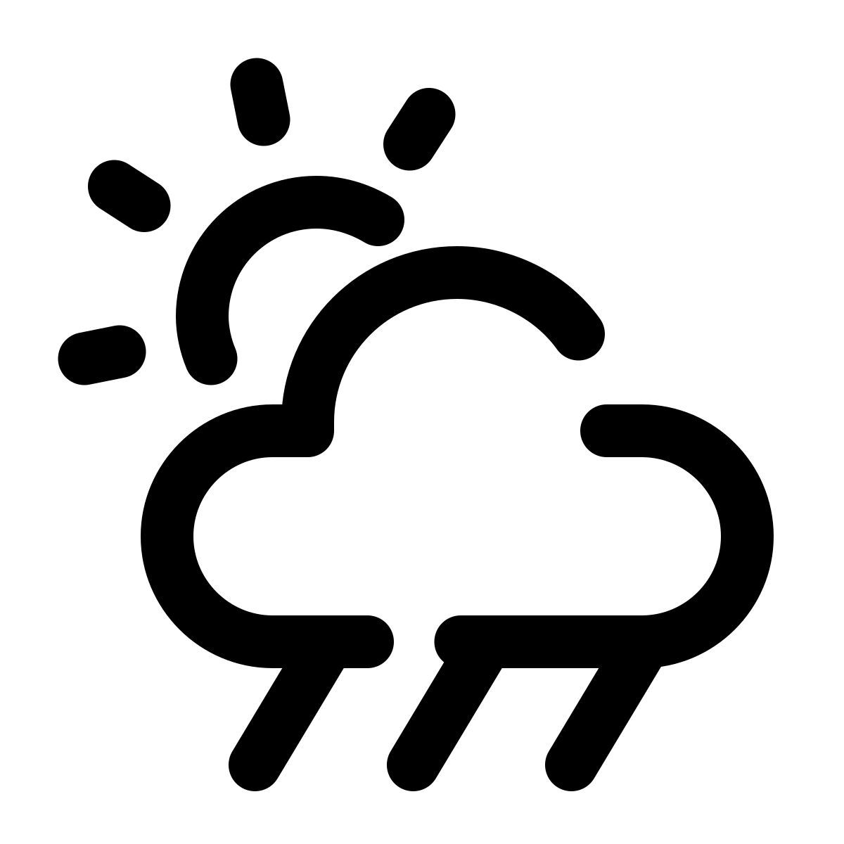 pulsar line style partiellement nuageux avec pluie icon