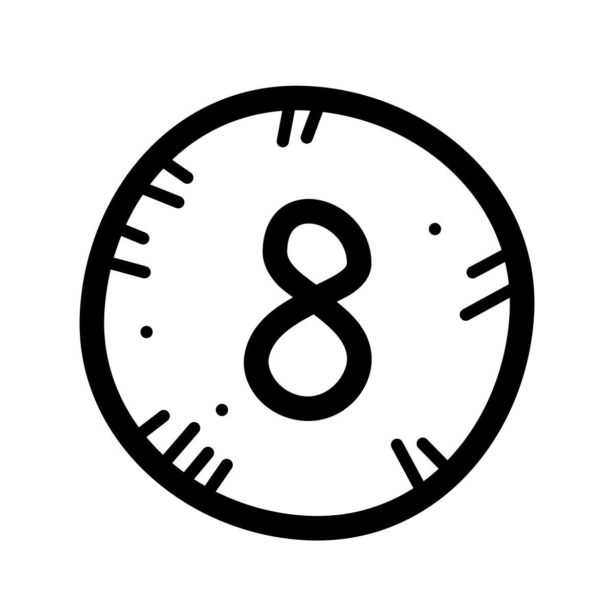 quill style circled 8 icon