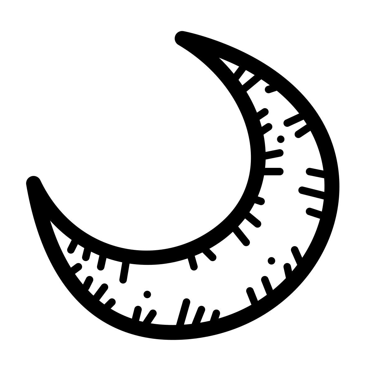 quill style crescent moon icon