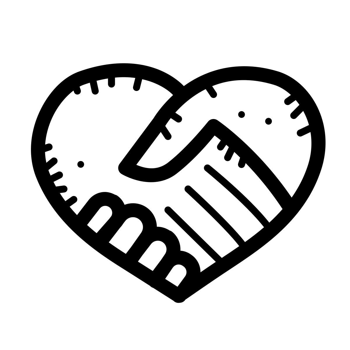 quill style 핸드 셰이크 심장 icon