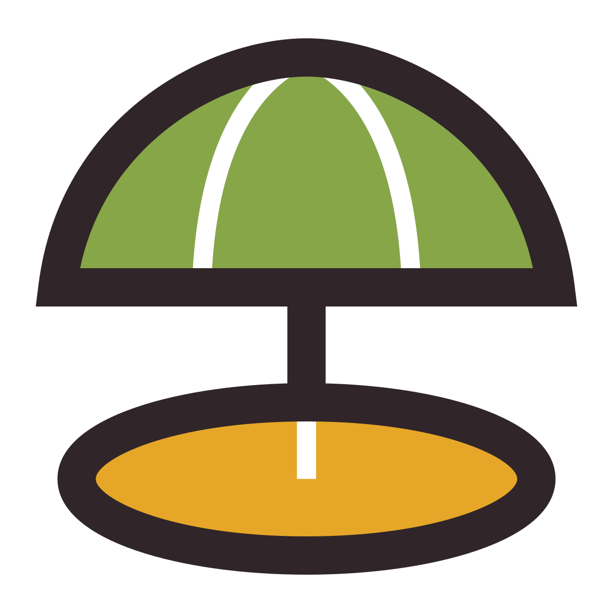 retro style beach umbrella icon