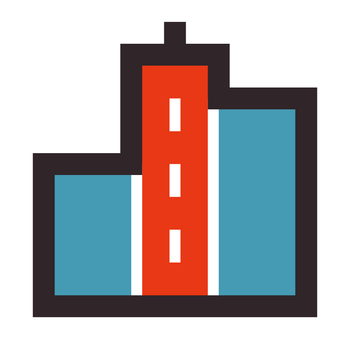 retro style city buildings icon