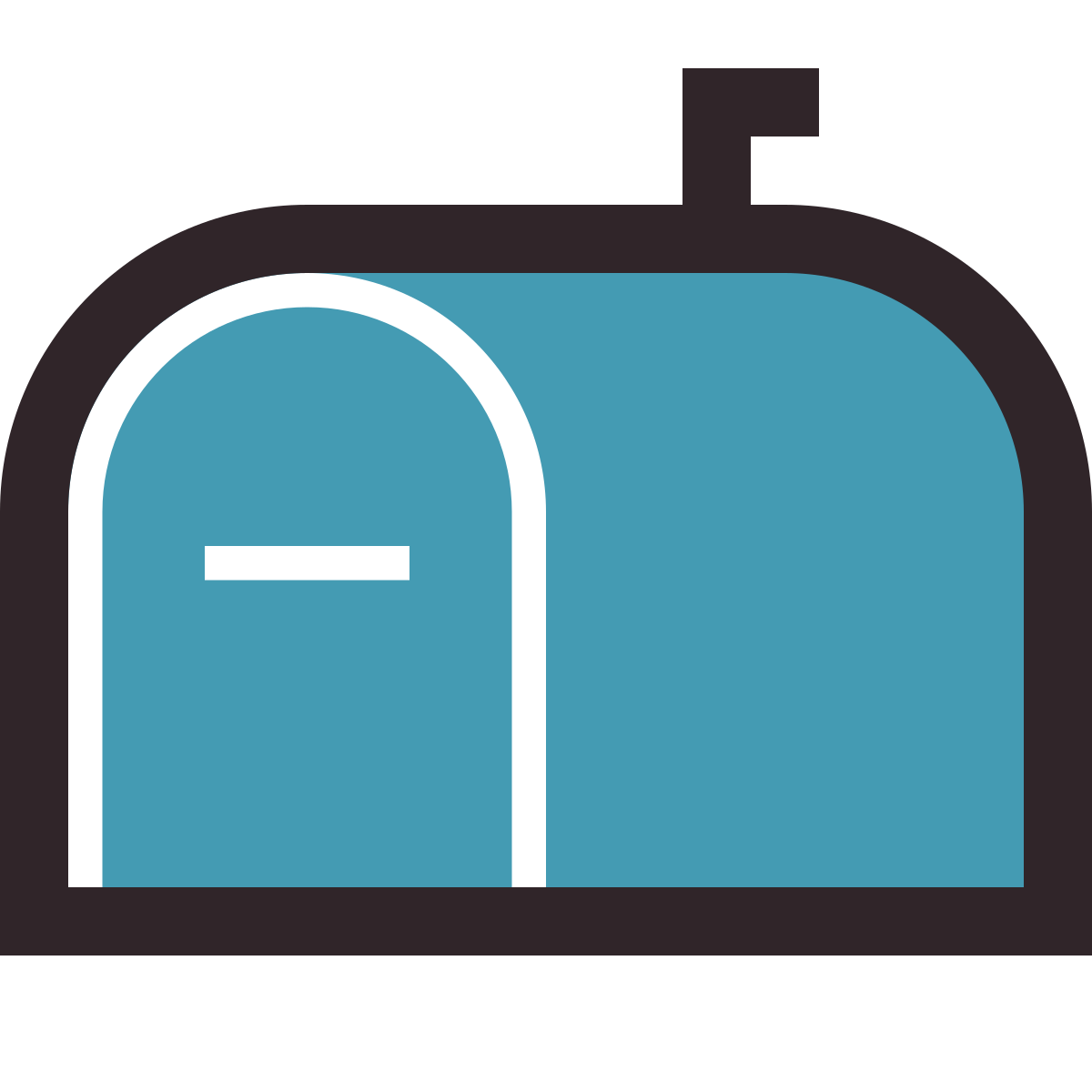 retro style mailbox closed flag up icon
