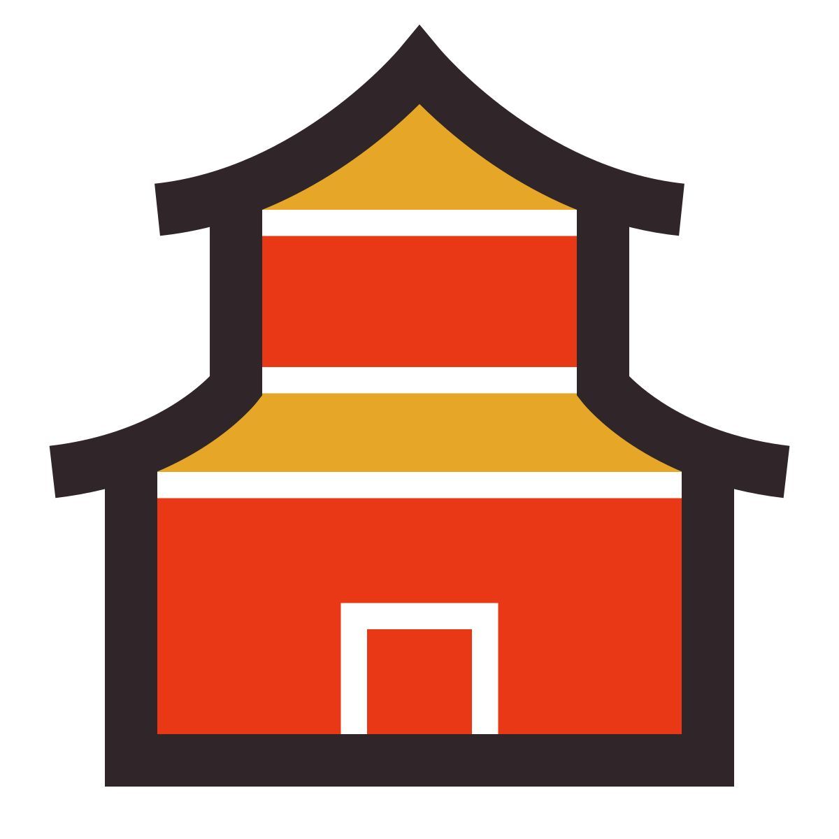 retro style pagoda icon