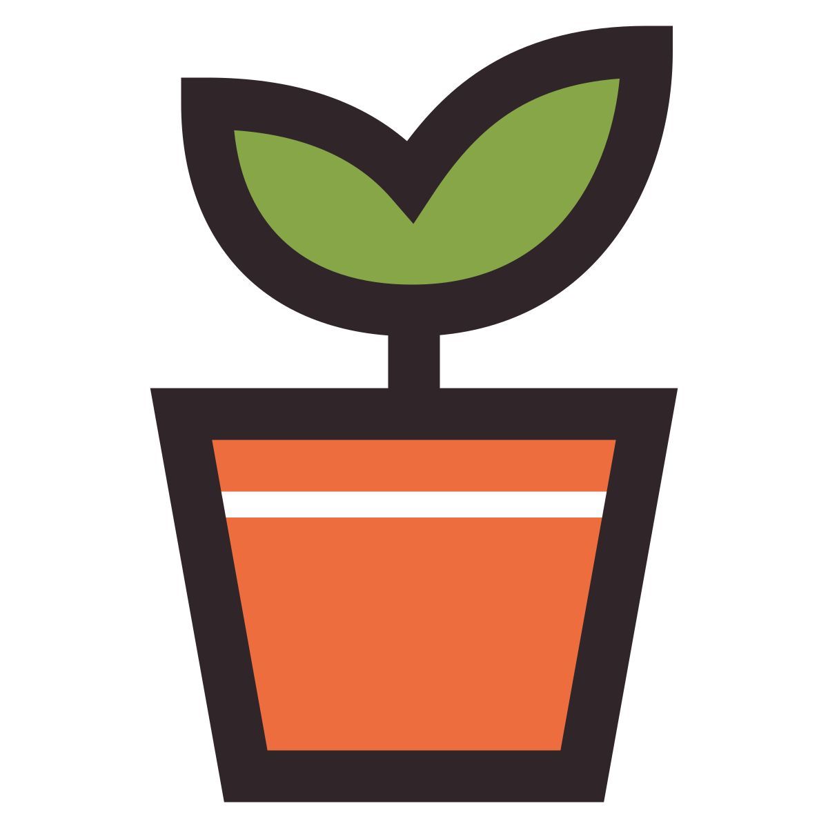 retro style potted plant icon