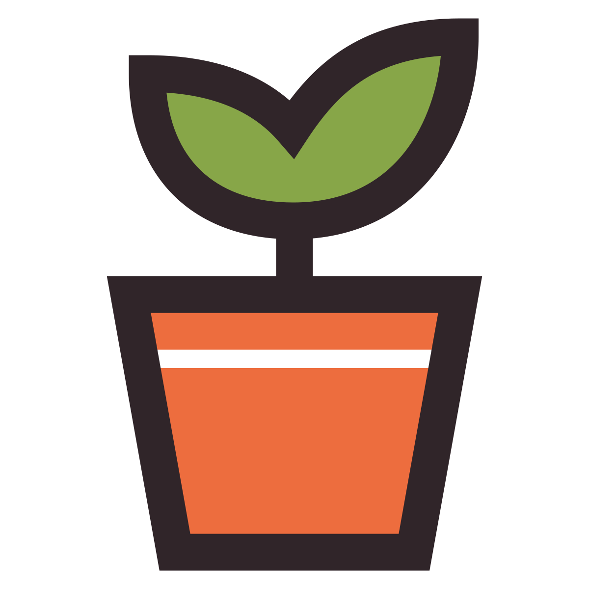 retro style potted plant icon