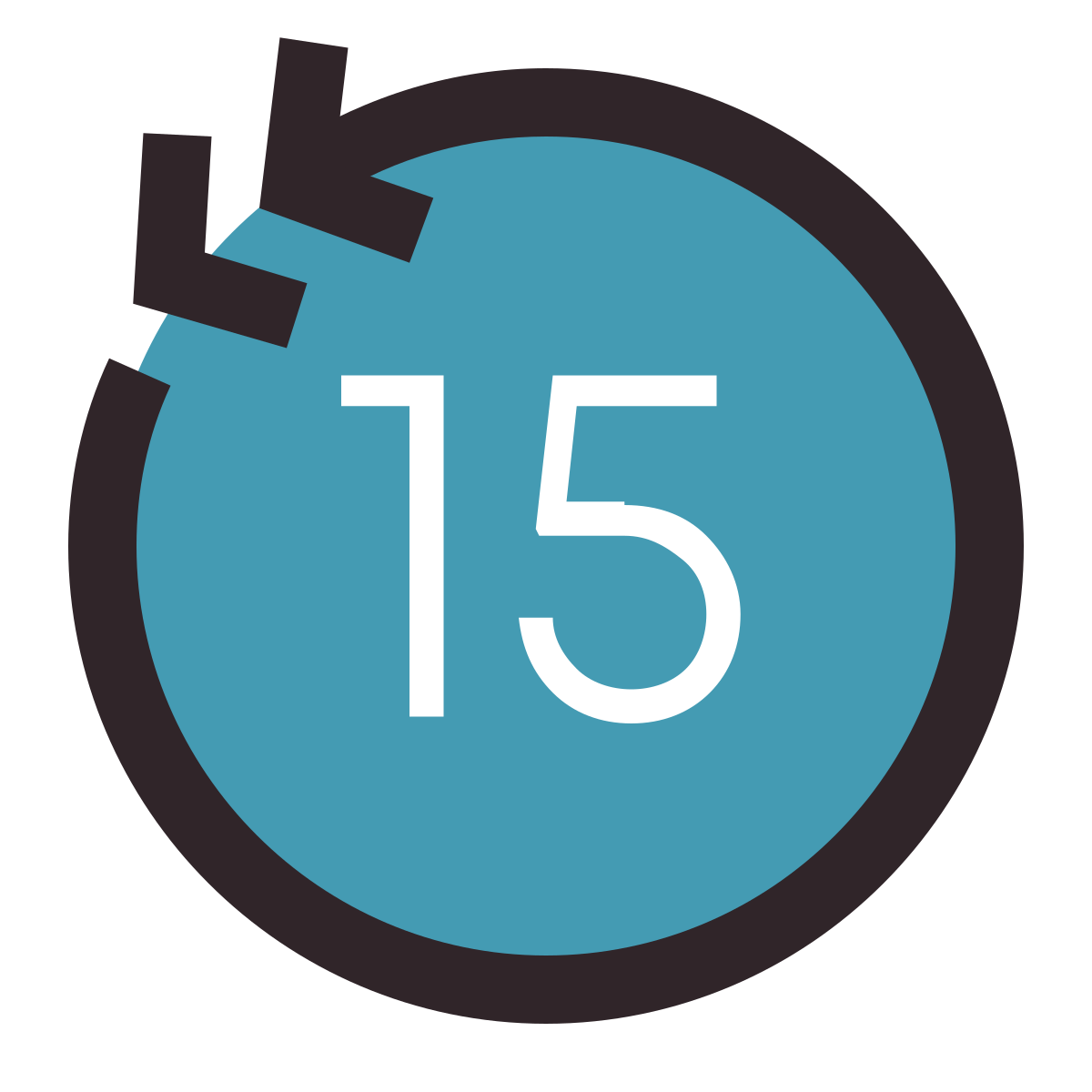 retro style skip 15 seconds back icon