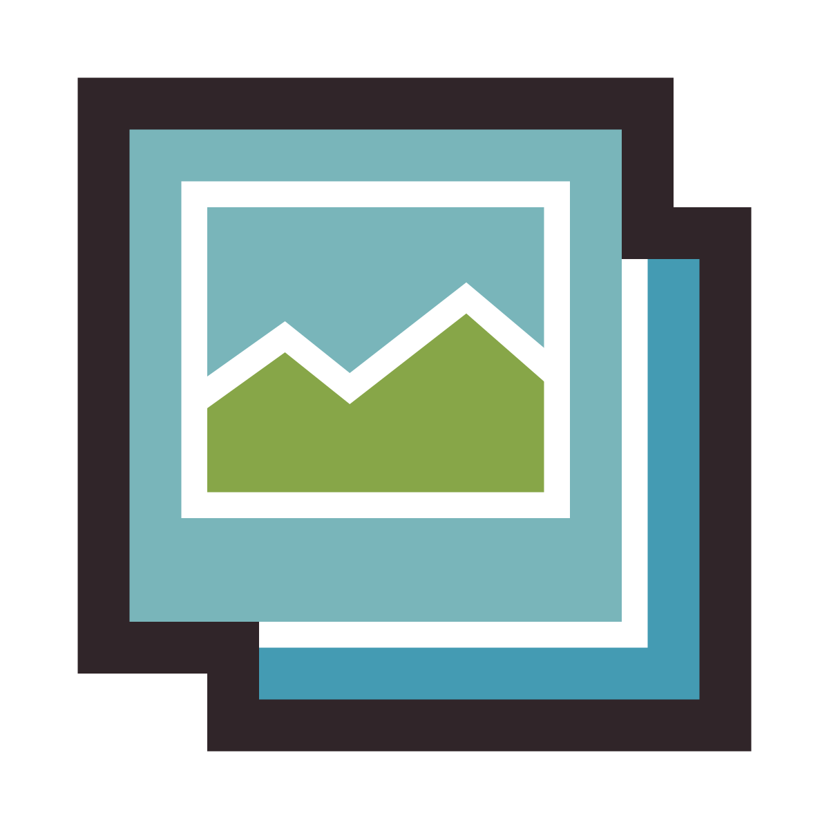 retro style stack of photos icon