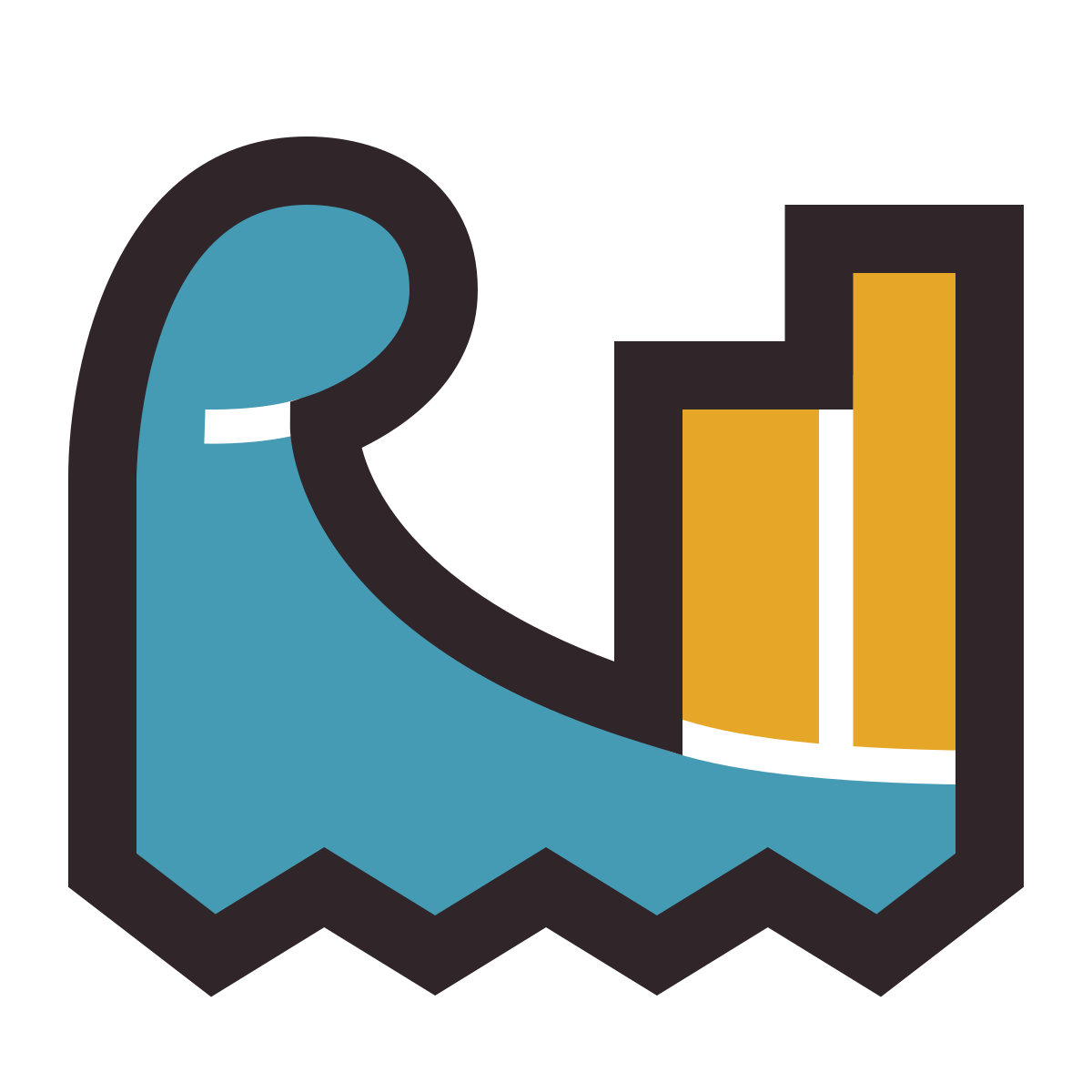 retro style tsunami icon
