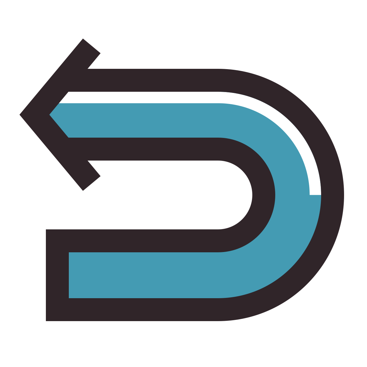 retro style u turn to left icon