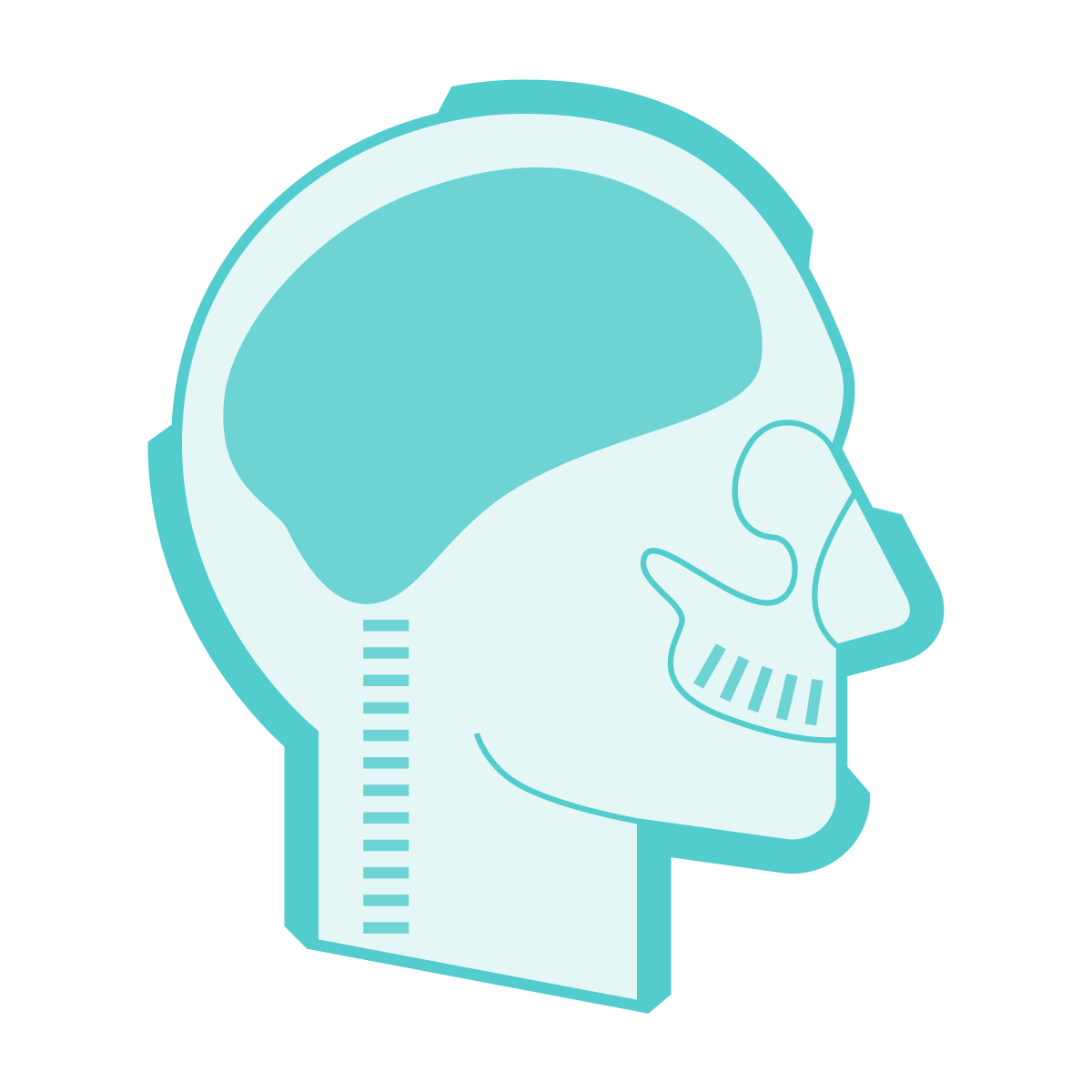 sci-fi style head with brain icon