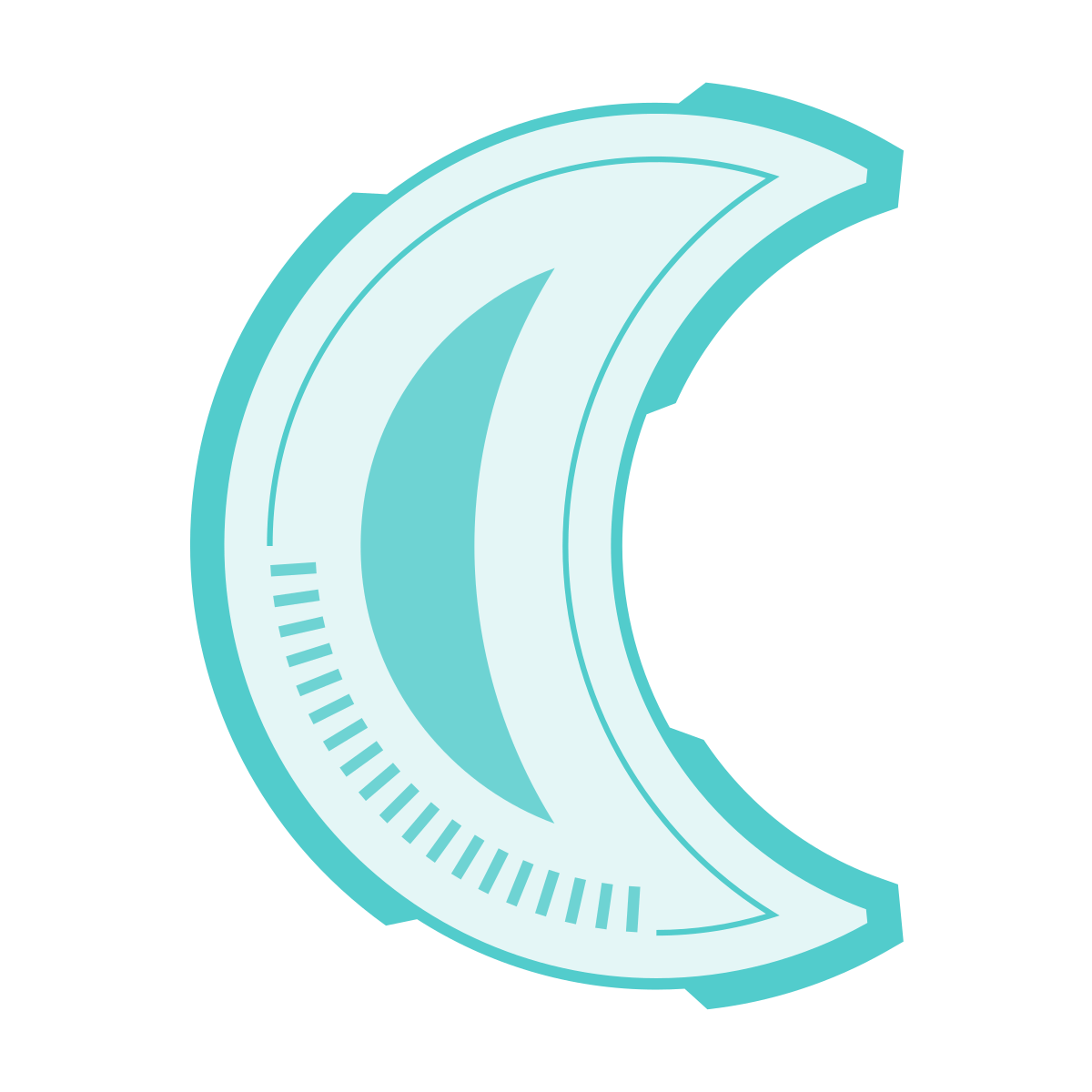 sci-fi style moon symbol icon