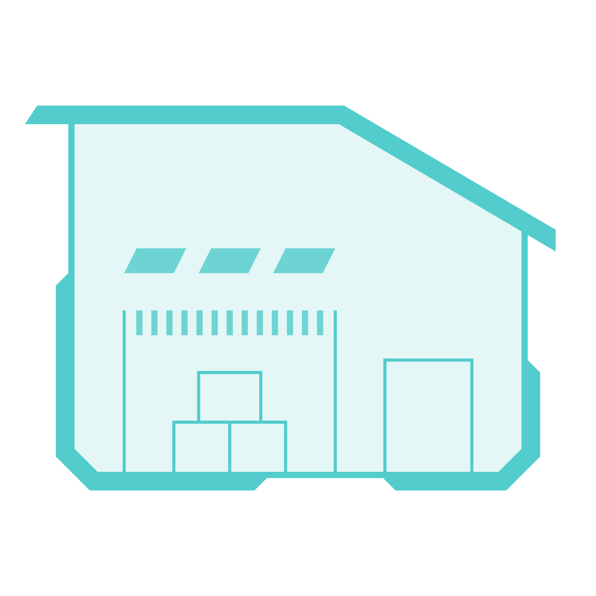 sci-fi style warehouse icon