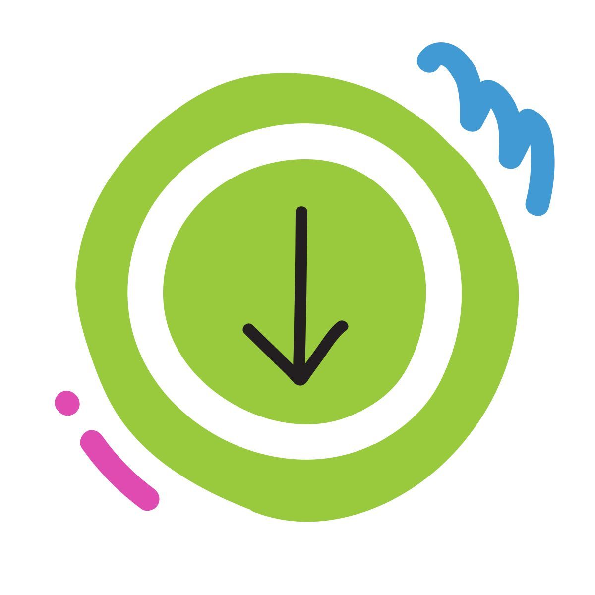 scribby style scroll down icon