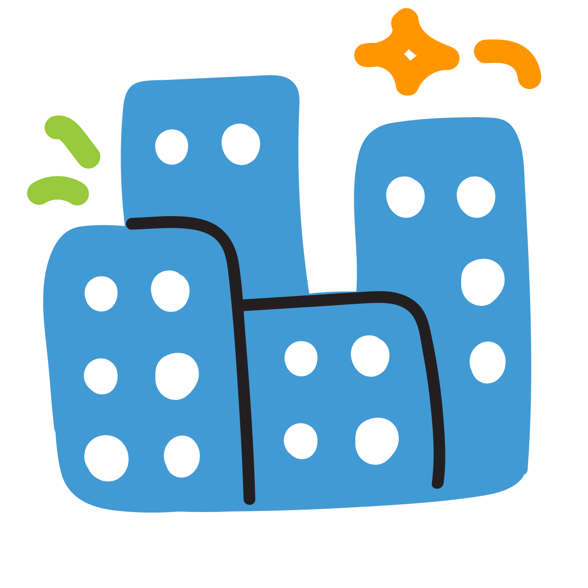 scribby style city buildings icon
