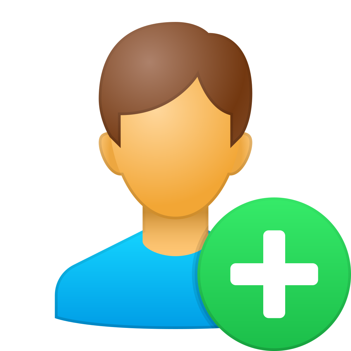 skeuomorphism style add user male icon