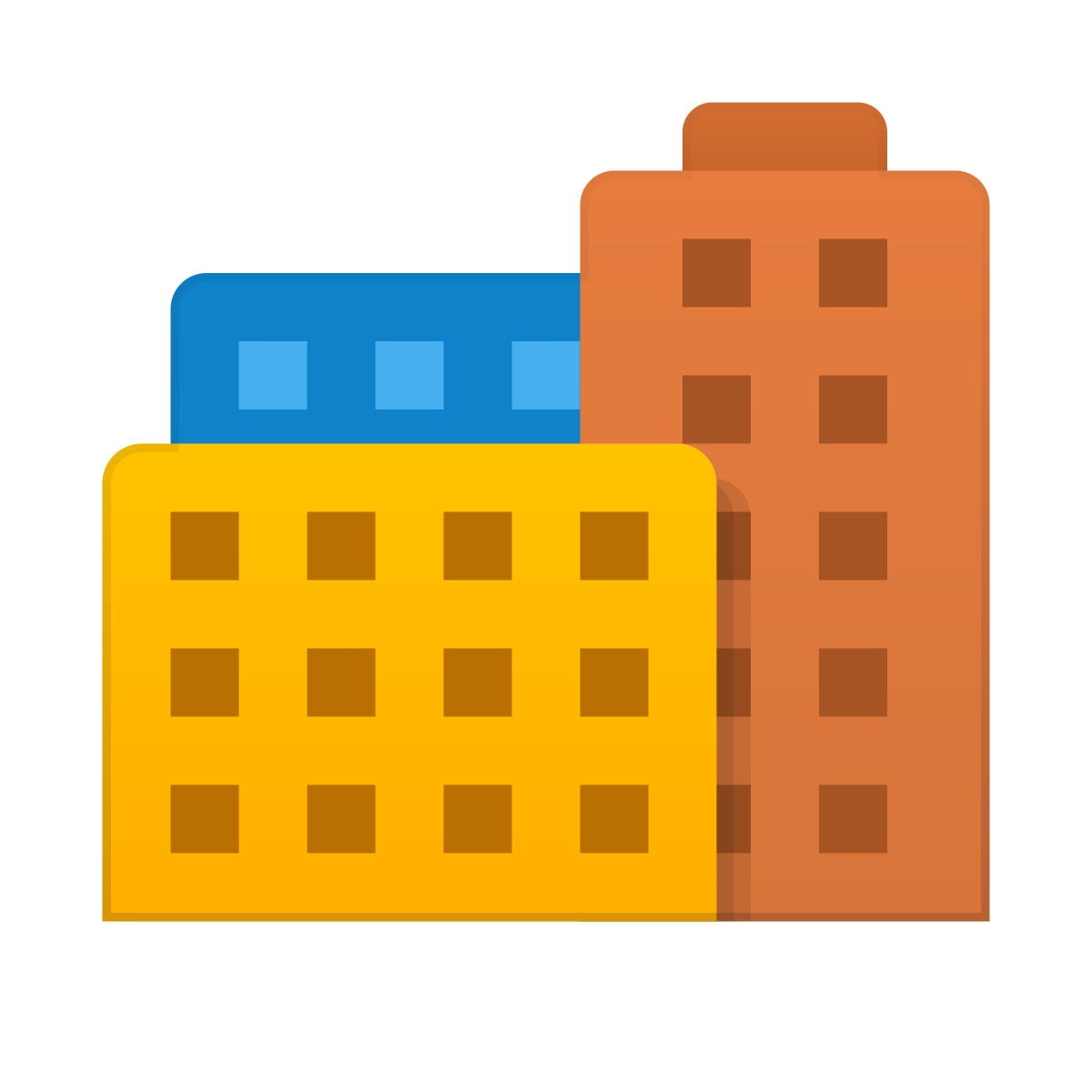 skeuomorphism style city buildings icon