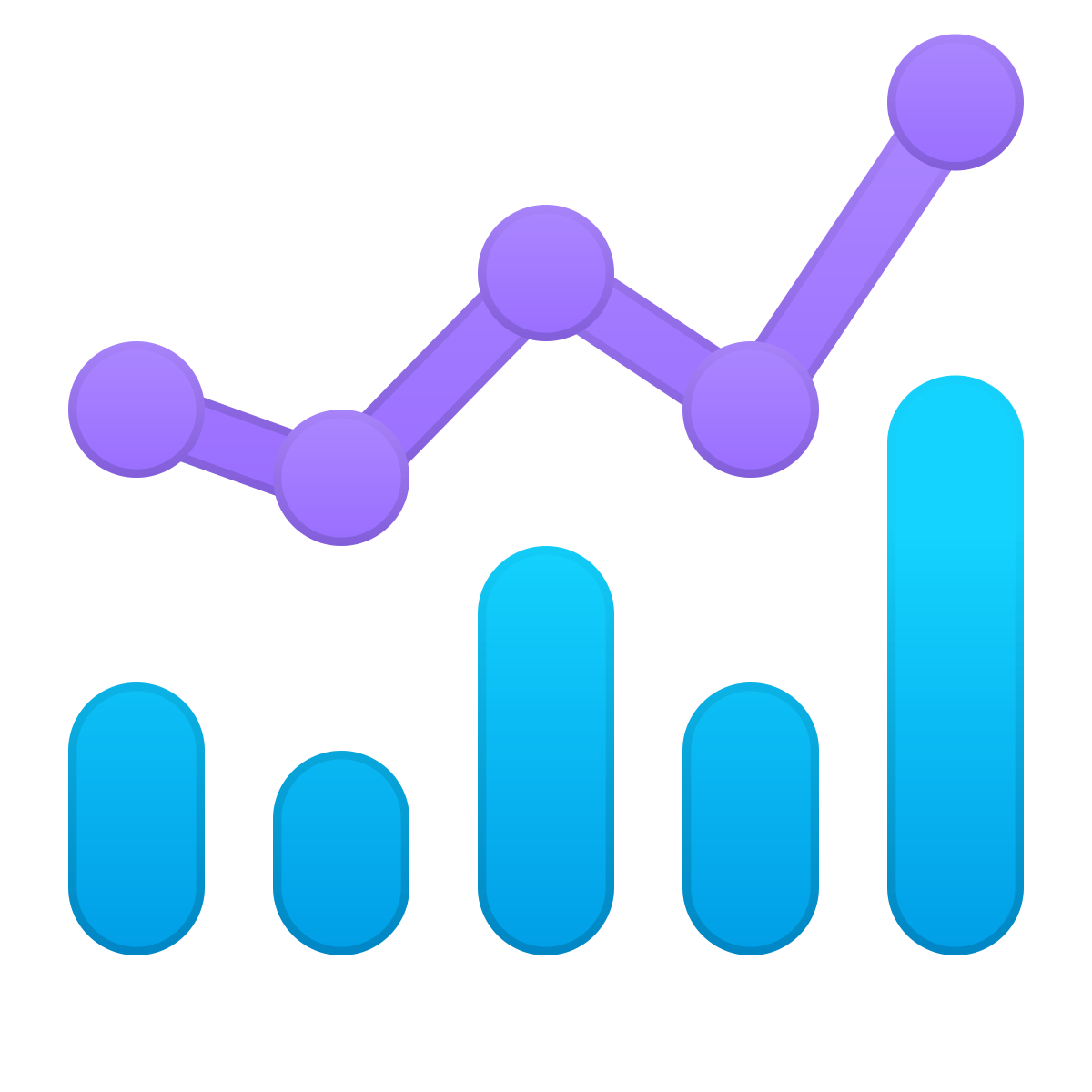skeuomorphism style combo chart icon