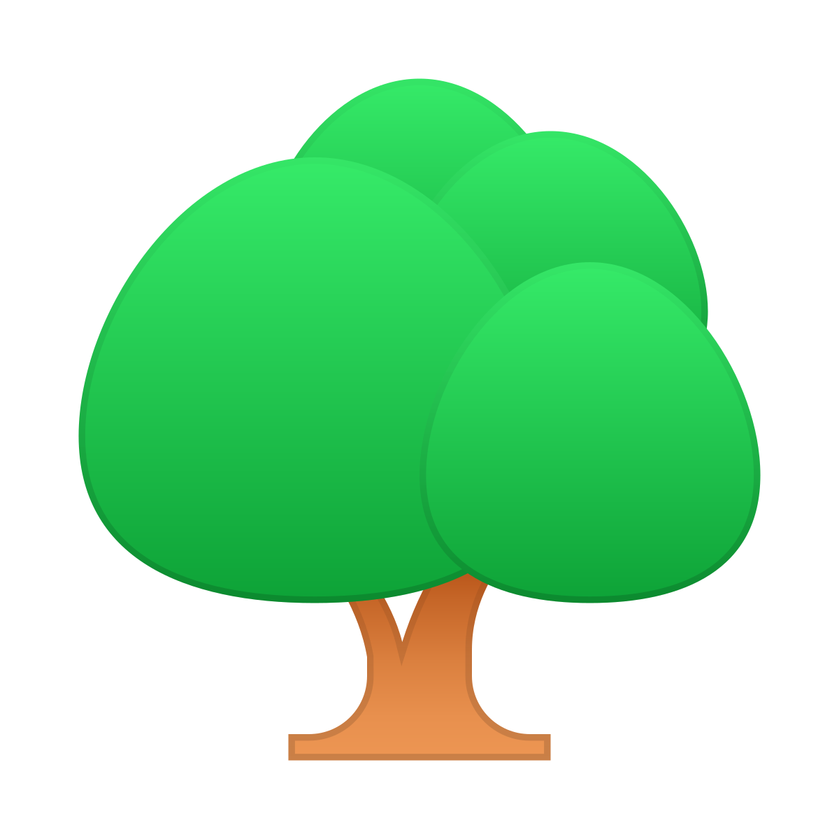 skeuomorphism style deciduous tree icon