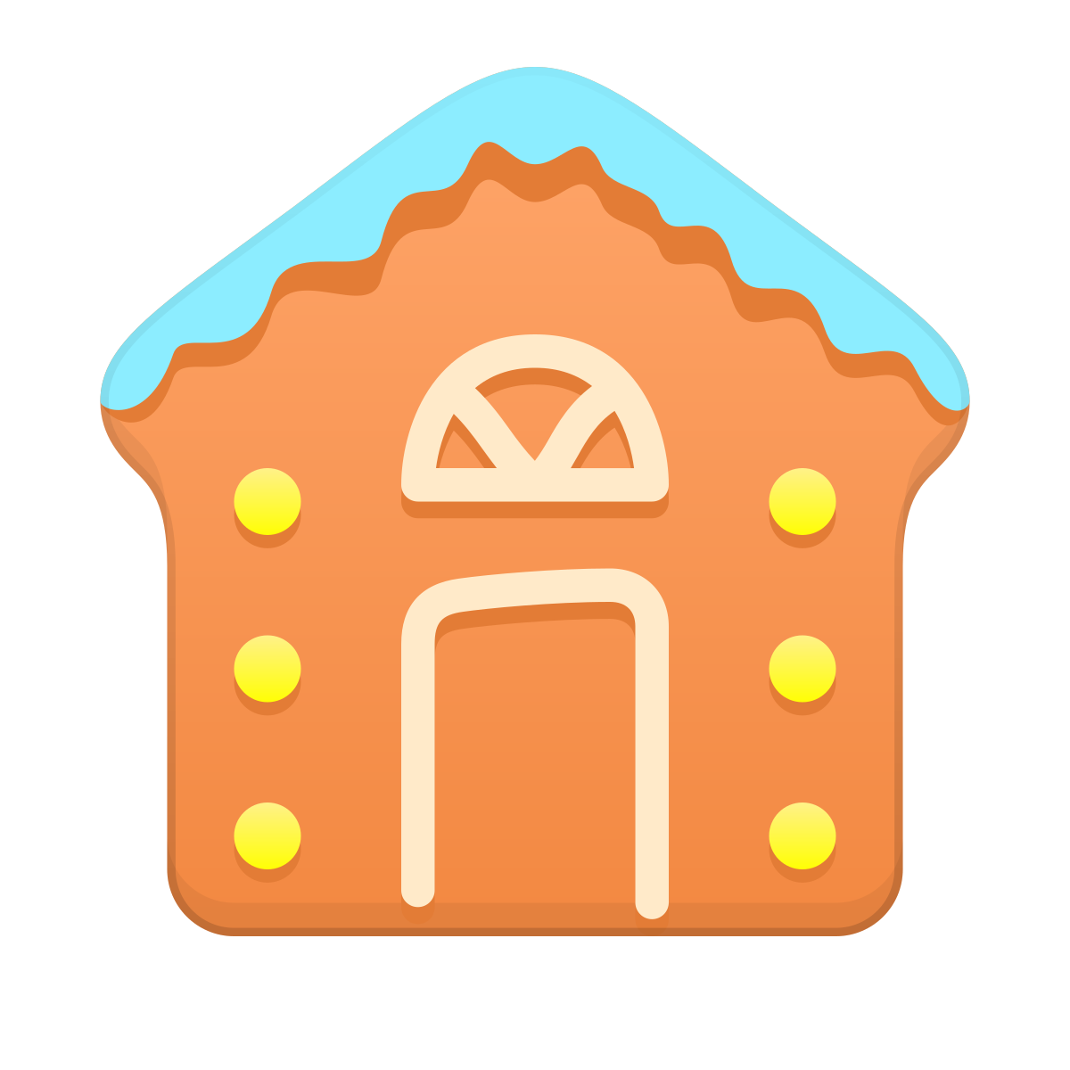 skeuomorphism style gingerbread house icon