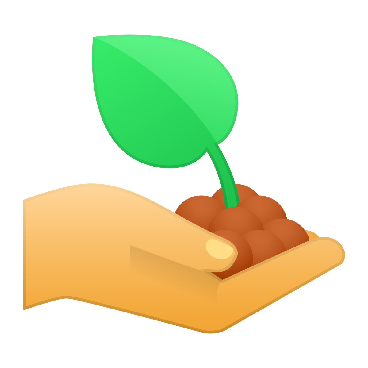 skeuomorphism style hand planting icon