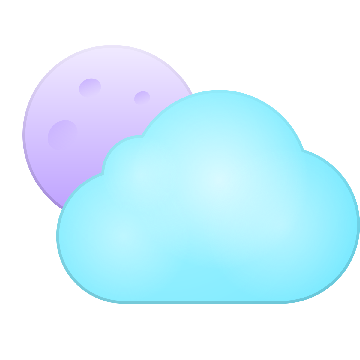 skeuomorphism style partly cloudy night icon
