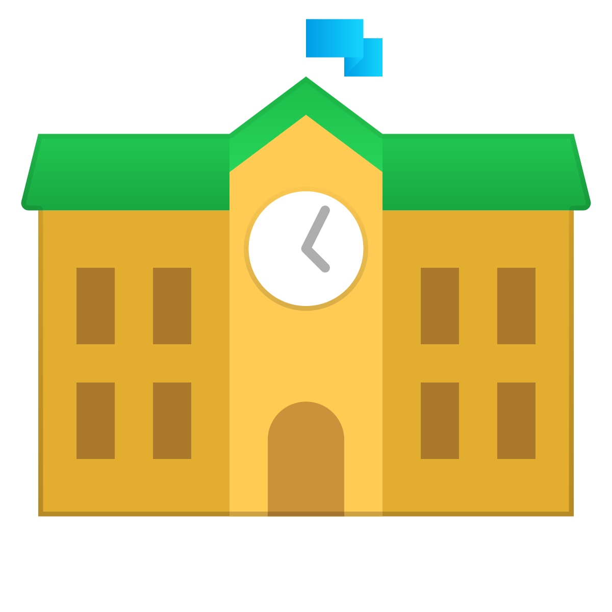 skeuomorphism style school building icon