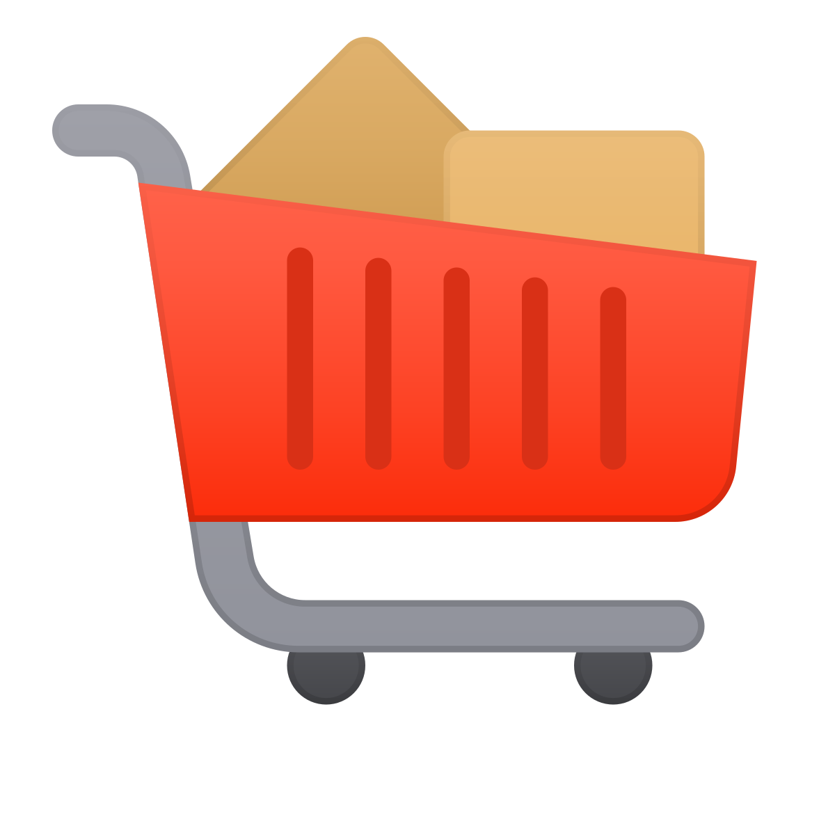 skeuomorphism style shopping cart loaded icon