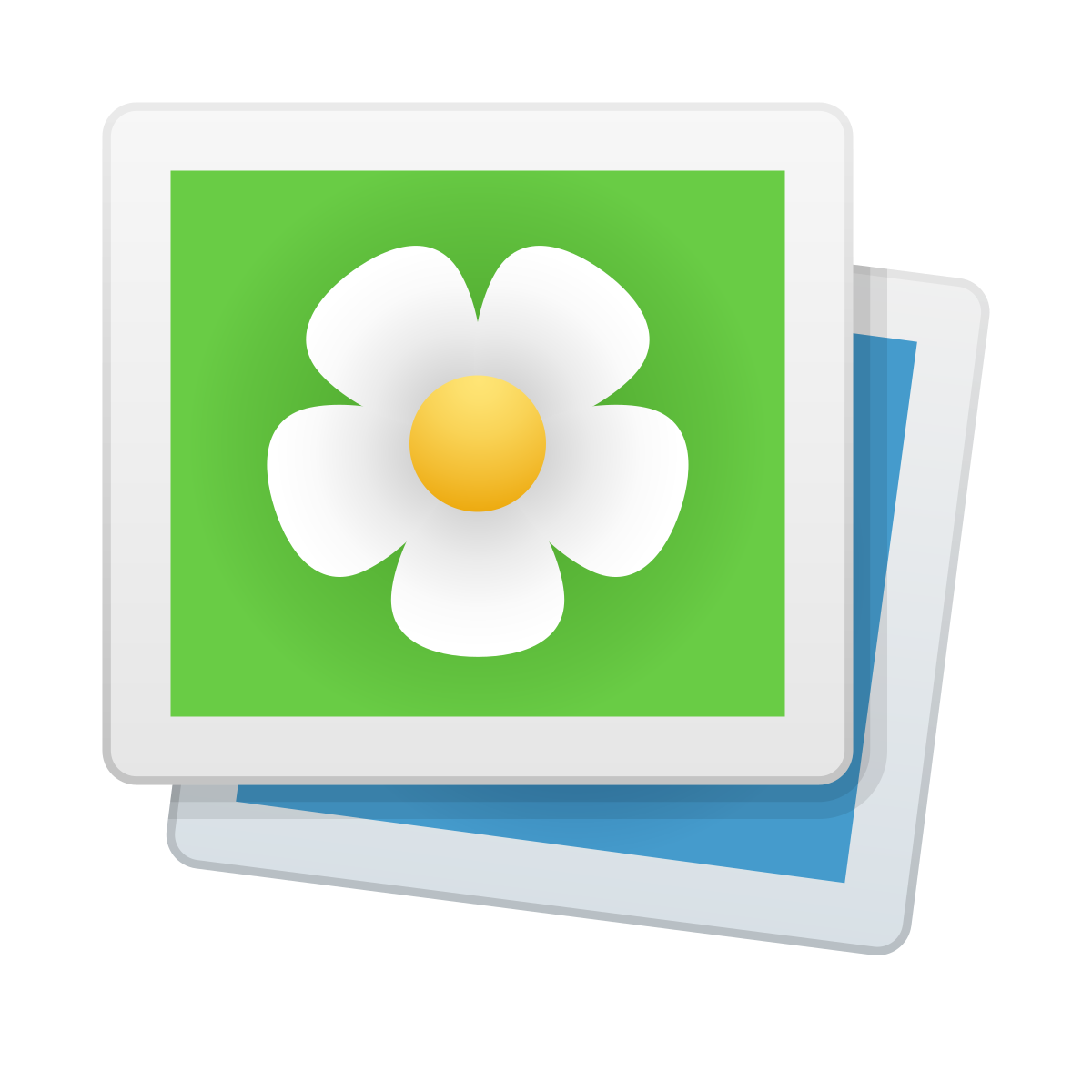 skeuomorphism style stack of photos icon