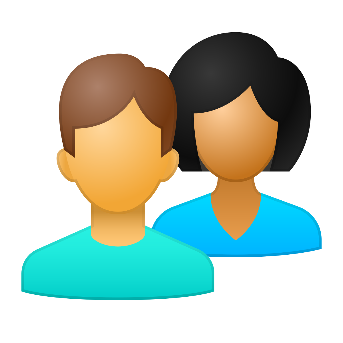 skeuomorphism style user group man woman icon