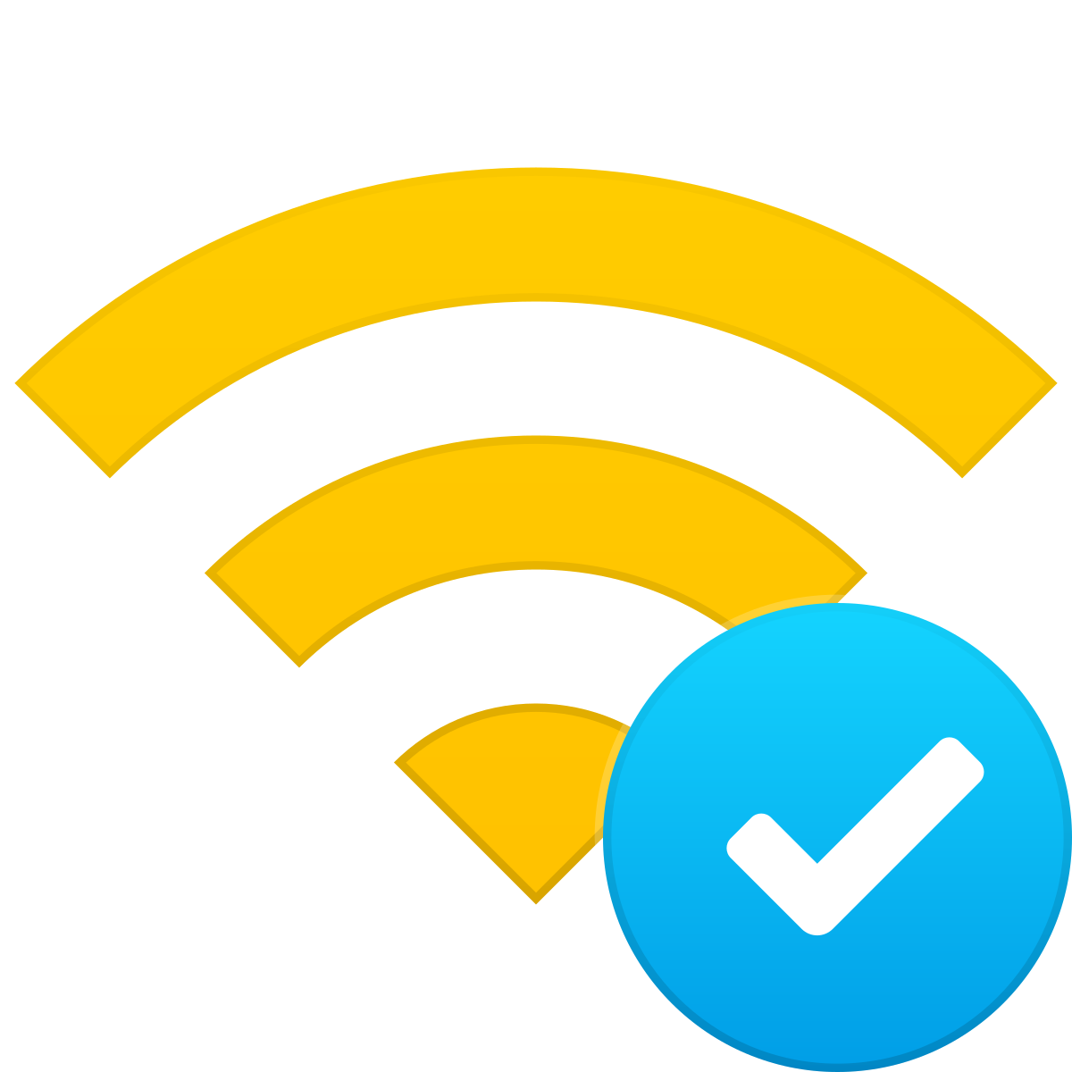 skeuomorphism style wi fi connected icon