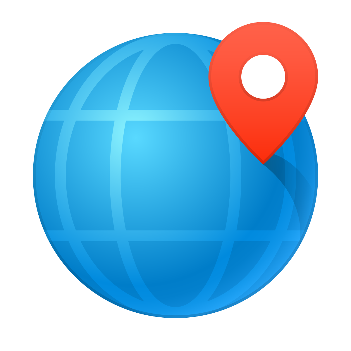 skeuomorphism style worldwide location icon