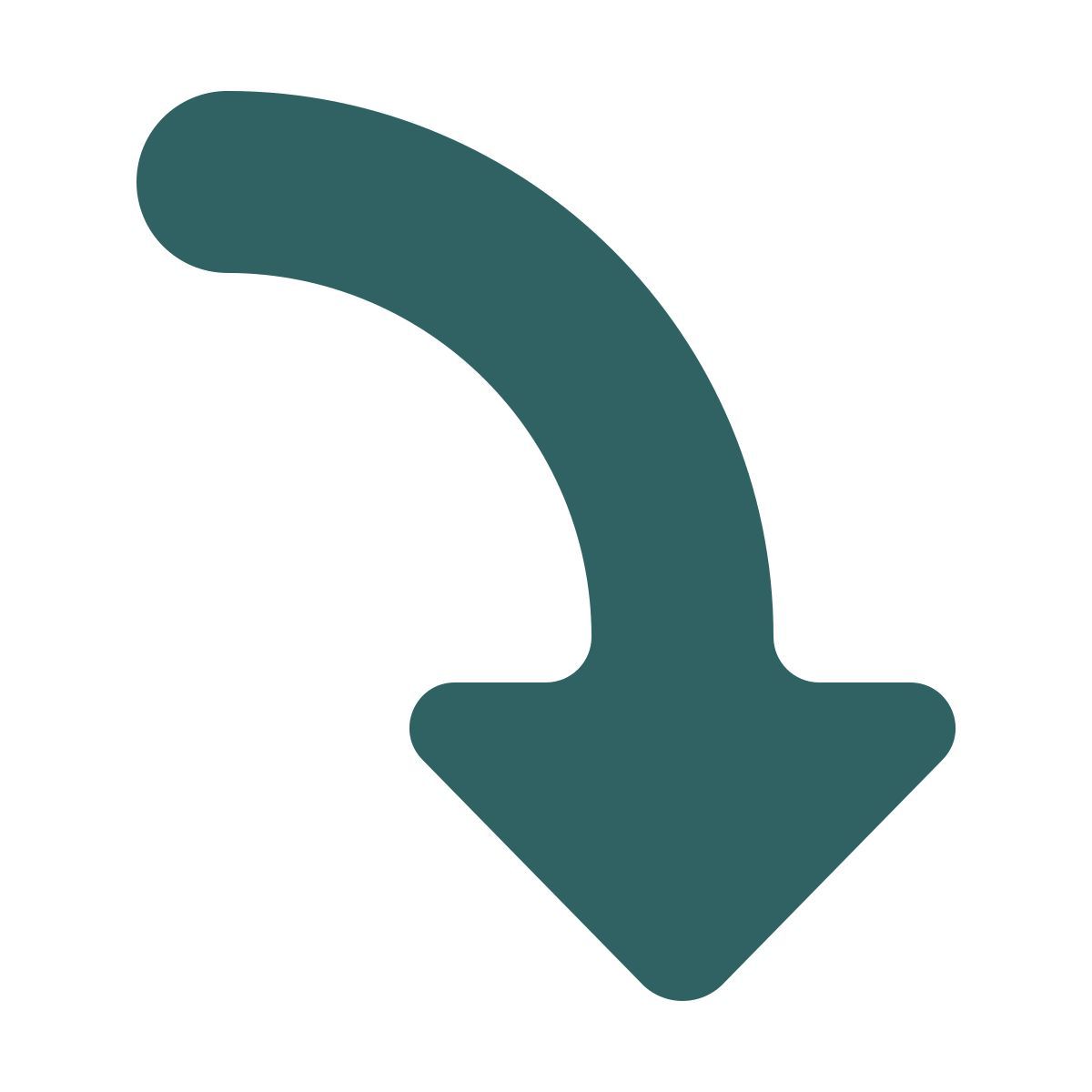 softteal style curved arrow downward icon
